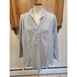 Lauren Ralph Lauren Womens 2x Pajama Top Sleep Shirt Gray RL Logo